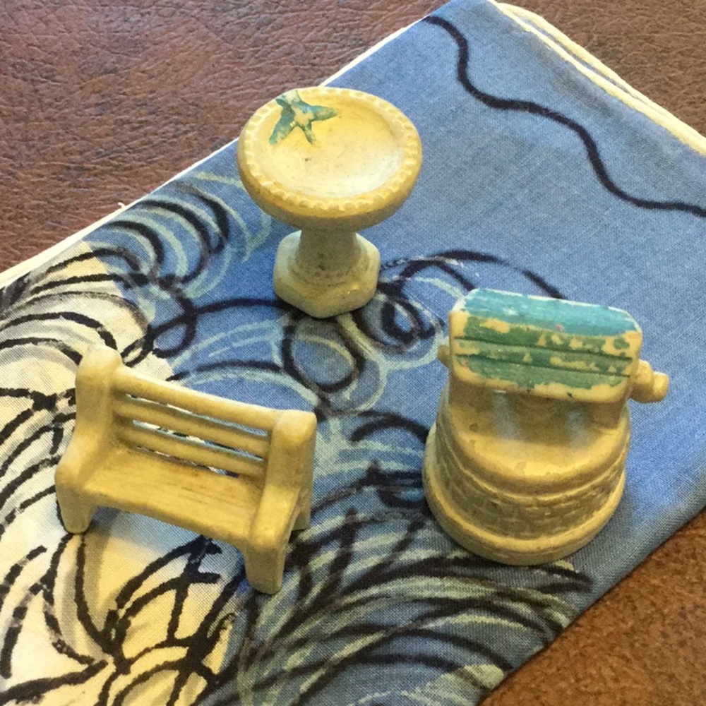 3 Vintage Garden Scene Miniatures from Japan
